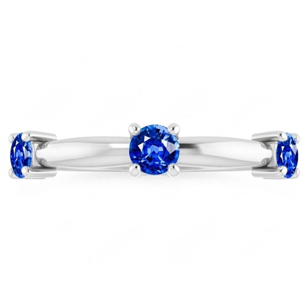 Natural Real ( Not Lab Grown )  3 Stone Ring Anniversary 0.90 Carats Ceylon Sapphire Jewelry New