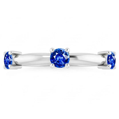 Natural Real ( Not Lab Grown )  3 Stone Ring Anniversary 0.90 Carats Ceylon Sapphire Jewelry New