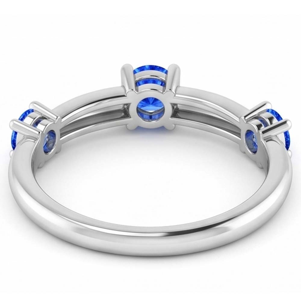 Natural Real ( Not Lab Grown )  3 Stone Ring Anniversary 0.90 Carats Ceylon Sapphire Jewelry New
