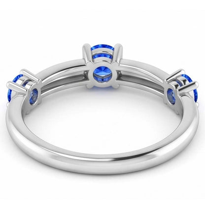 Natural Real ( Not Lab Grown )  3 Stone Ring Anniversary 0.90 Carats Ceylon Sapphire Jewelry New