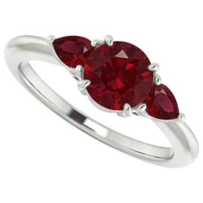Natural Real ( Not Lab Grown )  3 Stone Ruby Ring 1.50 Carats Prong Setting Ladies Jewelry