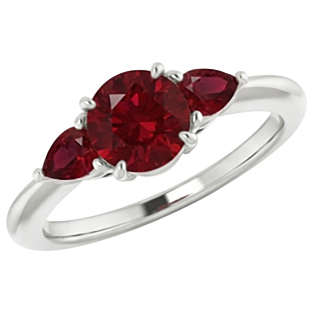 Natural Real ( Not Lab Grown )  3 Stone Ruby Ring 1.50 Carats Prong Setting Ladies Jewelry