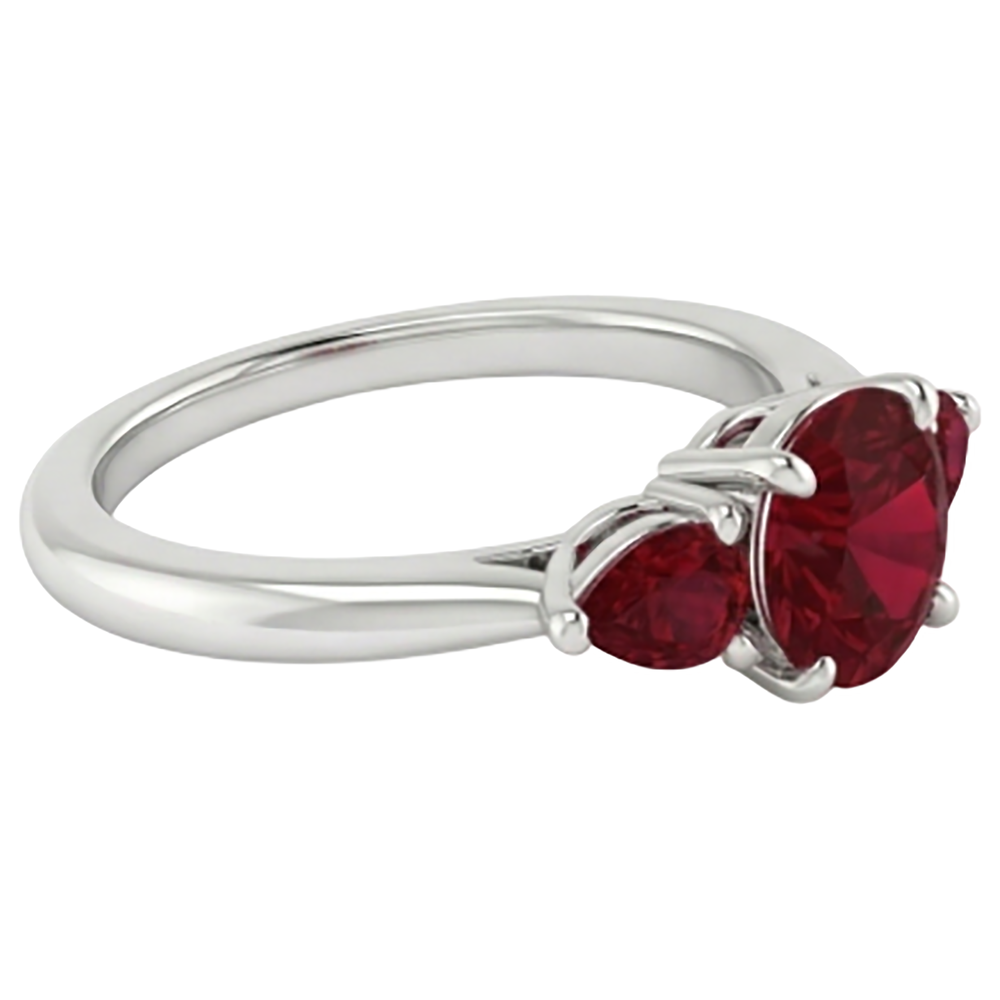 Natural Real ( Not Lab Grown )  3 Stone Ruby Ring 1.50 Carats Prong Setting Ladies Jewelry