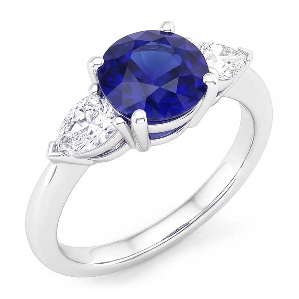 Natural Real ( Not Lab Grown )  3 Stone Sapphire Engagement Ring