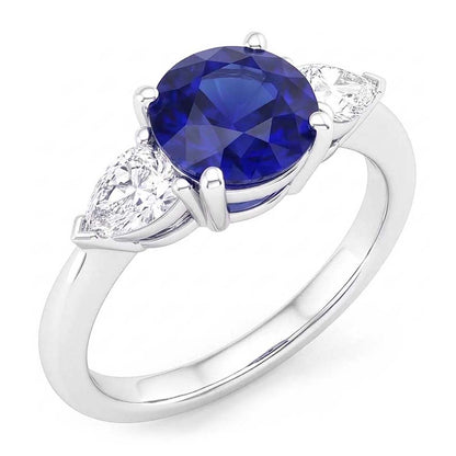 Natural Real ( Not Lab Grown )  3 Stone Sapphire Engagement Ring