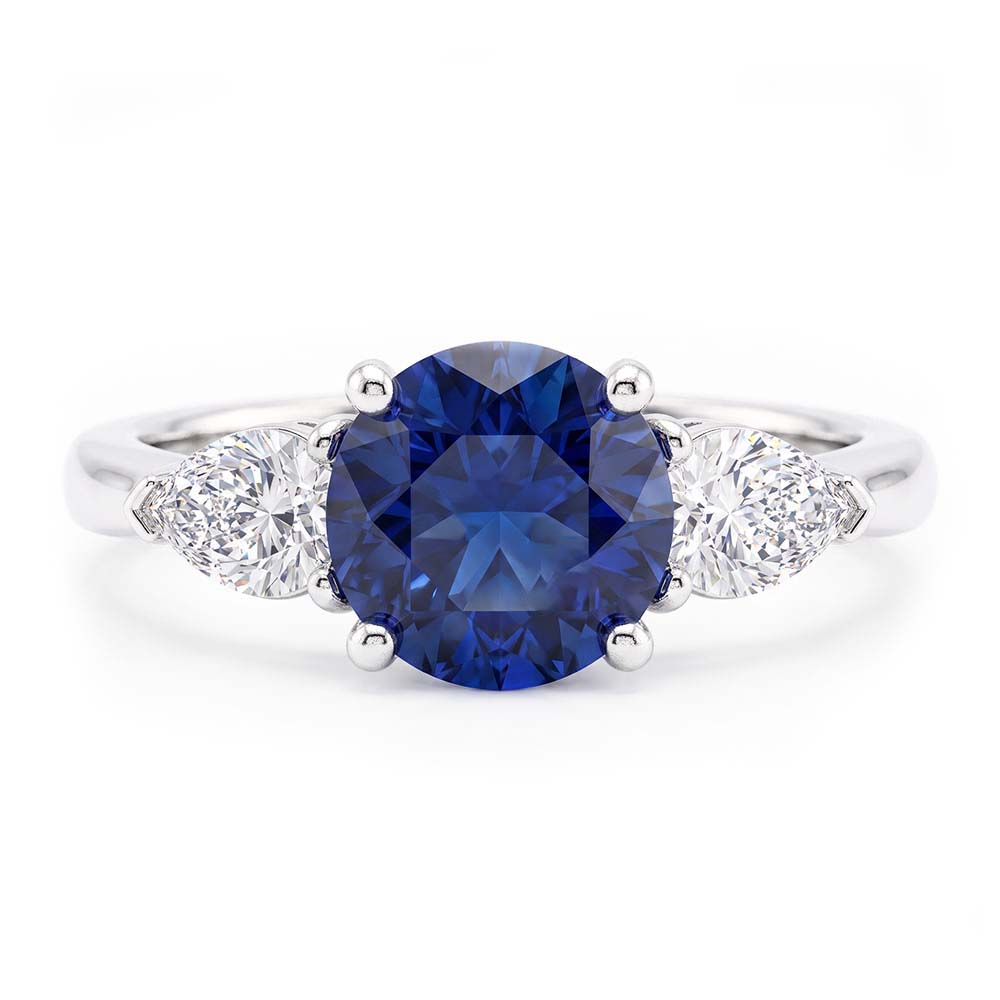 Natural Real ( Not Lab Grown )  3 Stone Sapphire Engagement Ring