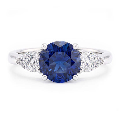 Natural Real ( Not Lab Grown )  3 Stone Sapphire Engagement Ring