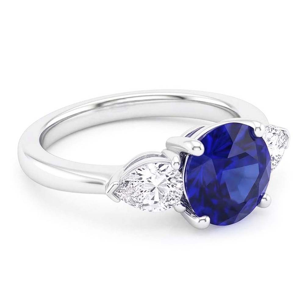 Natural Real ( Not Lab Grown )  3 Stone Sapphire Engagement Ring