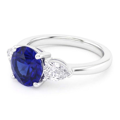Natural Real ( Not Lab Grown )  3 Stone Sapphire Engagement Ring