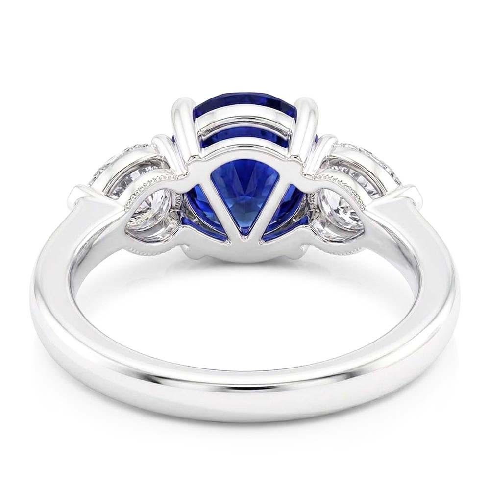 Natural Real ( Not Lab Grown )  3 Stone Sapphire Engagement Ring