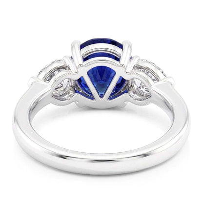 Natural Real ( Not Lab Grown )  3 Stone Sapphire Engagement Ring