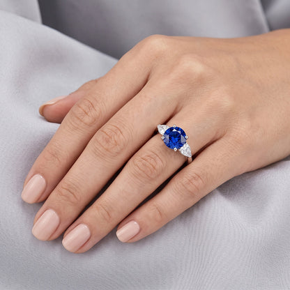 Natural Real ( Not Lab Grown )  3 Stone Sapphire Engagement Ring