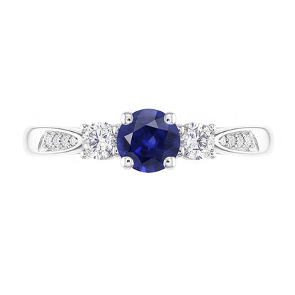 Natural Real ( Not Lab Grown )  3 Stone Style Gemstone Ring Round Sri Lankan Sapphire 2 Carats