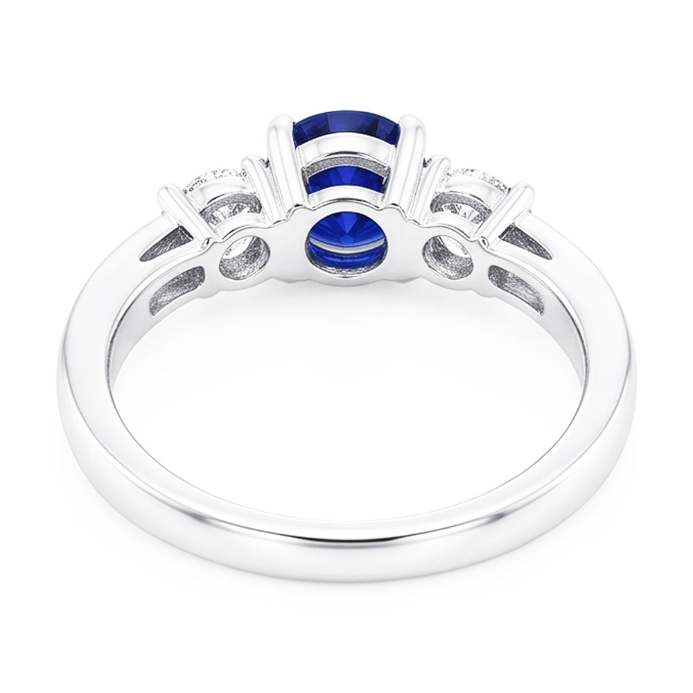 Natural Real ( Not Lab Grown )  3 Stone Style Gemstone Ring Round Sri Lankan Sapphire 2 Carats