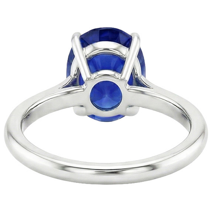 Natural Real ( Not Lab Grown )  4 Carat Oval Cut Sapphire Engagement Ring