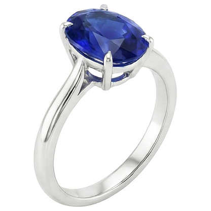 Natural Real ( Not Lab Grown )  4 Carat Oval Cut Sapphire Engagement Ring