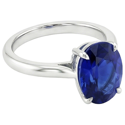 Natural Real ( Not Lab Grown )  4 Carat Oval Cut Sapphire Engagement Ring