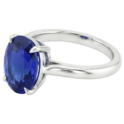 Natural Real ( Not Lab Grown )  4 Carat Oval Cut Sapphire Engagement Ring