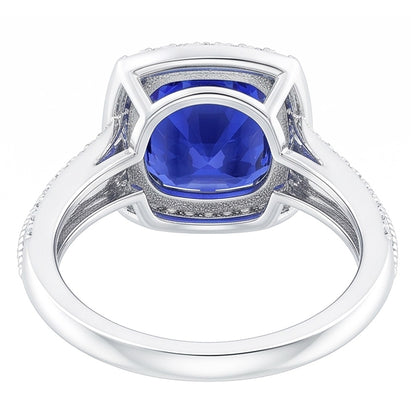 Natural Real ( Not Lab Grown )  5 Carat Cushion Halo Sapphire Ring