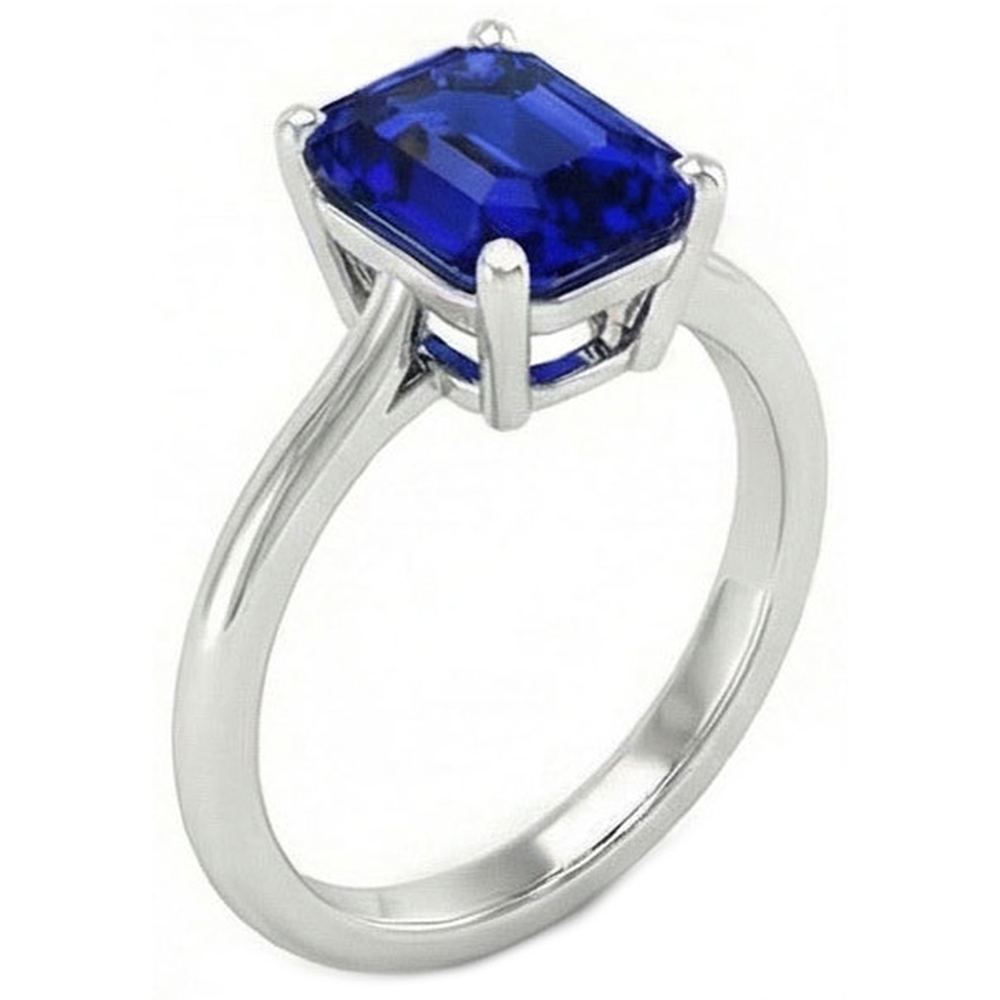 Natural Real ( Not Lab Grown )  5 Carat Deep Blue Sapphire Engagement Ring