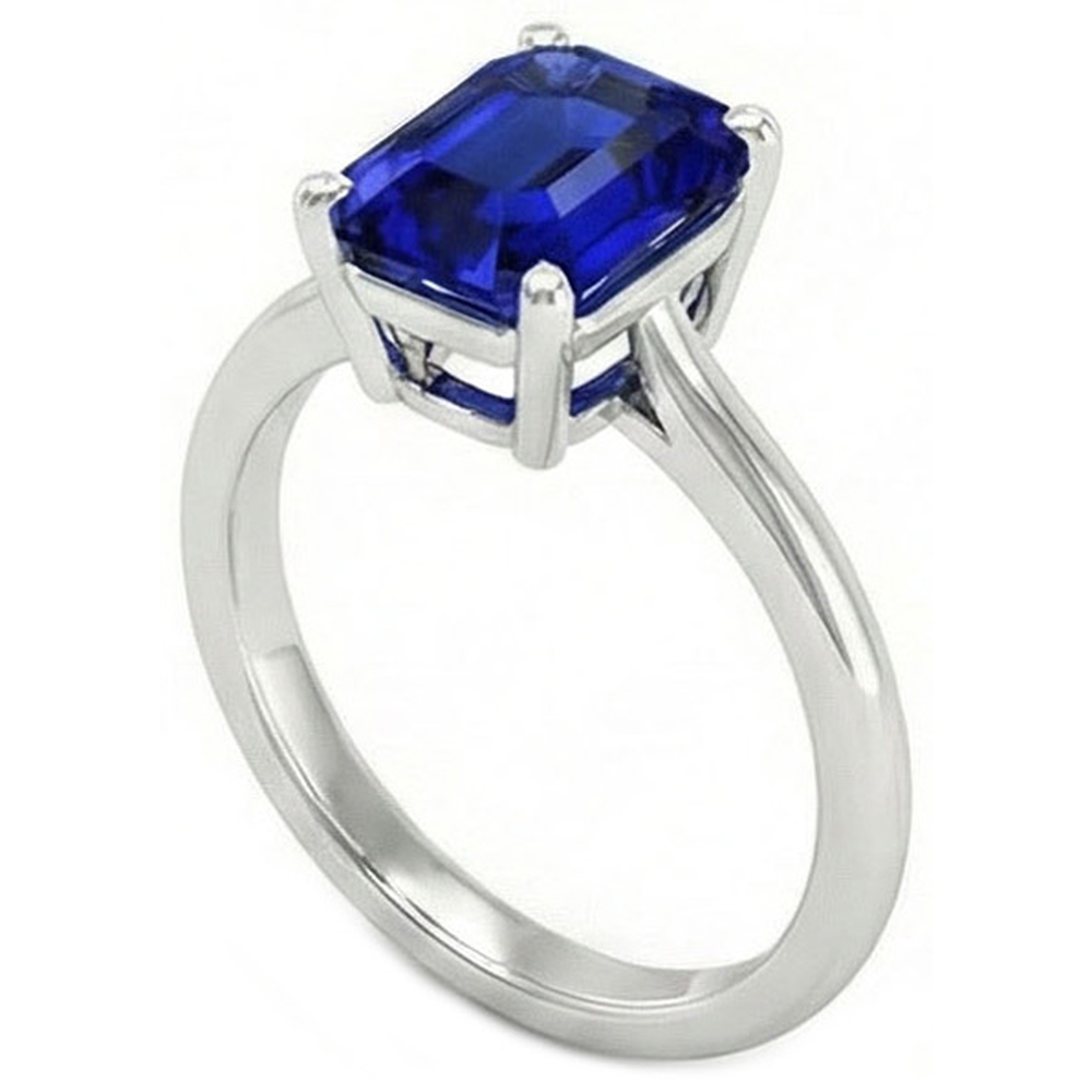 Natural Real ( Not Lab Grown )  5 Carat Deep Blue Sapphire Engagement Ring