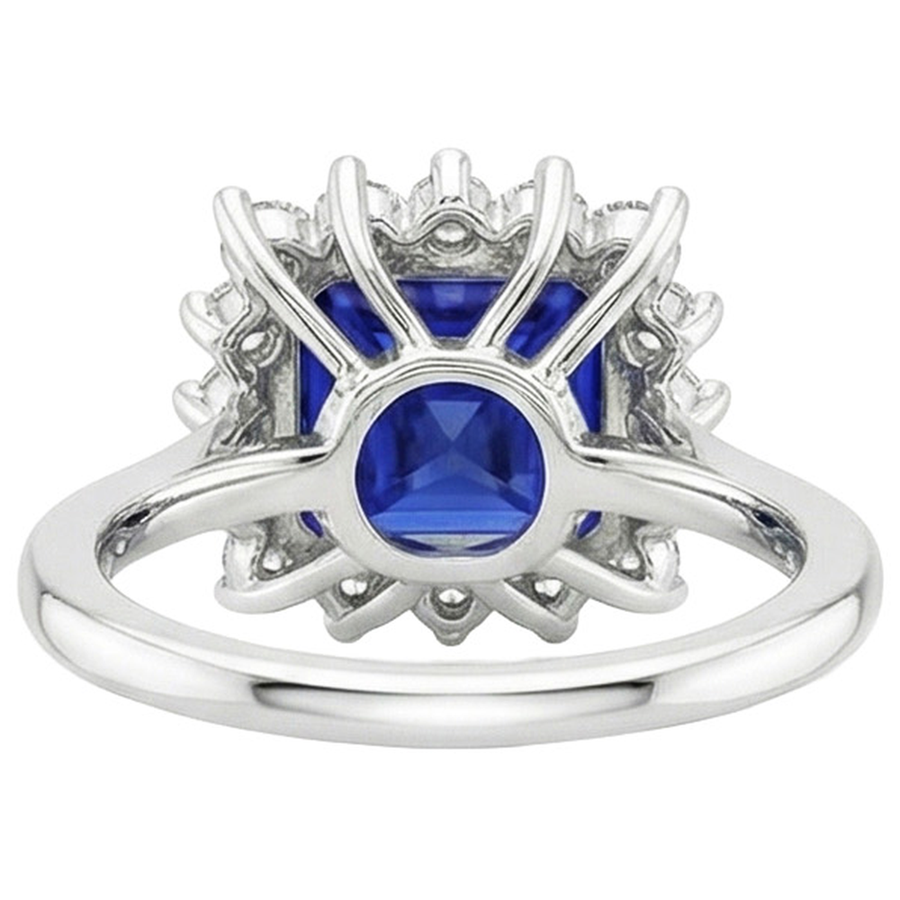 Natural Real ( Not Lab Grown )  5 Carat Sapphire Halo Engagement Ring