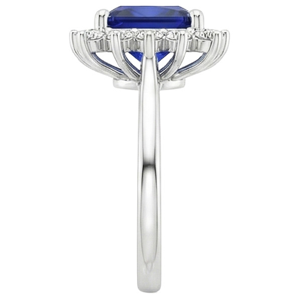 Natural Real ( Not Lab Grown )  5 Carat Sapphire Halo Engagement Ring