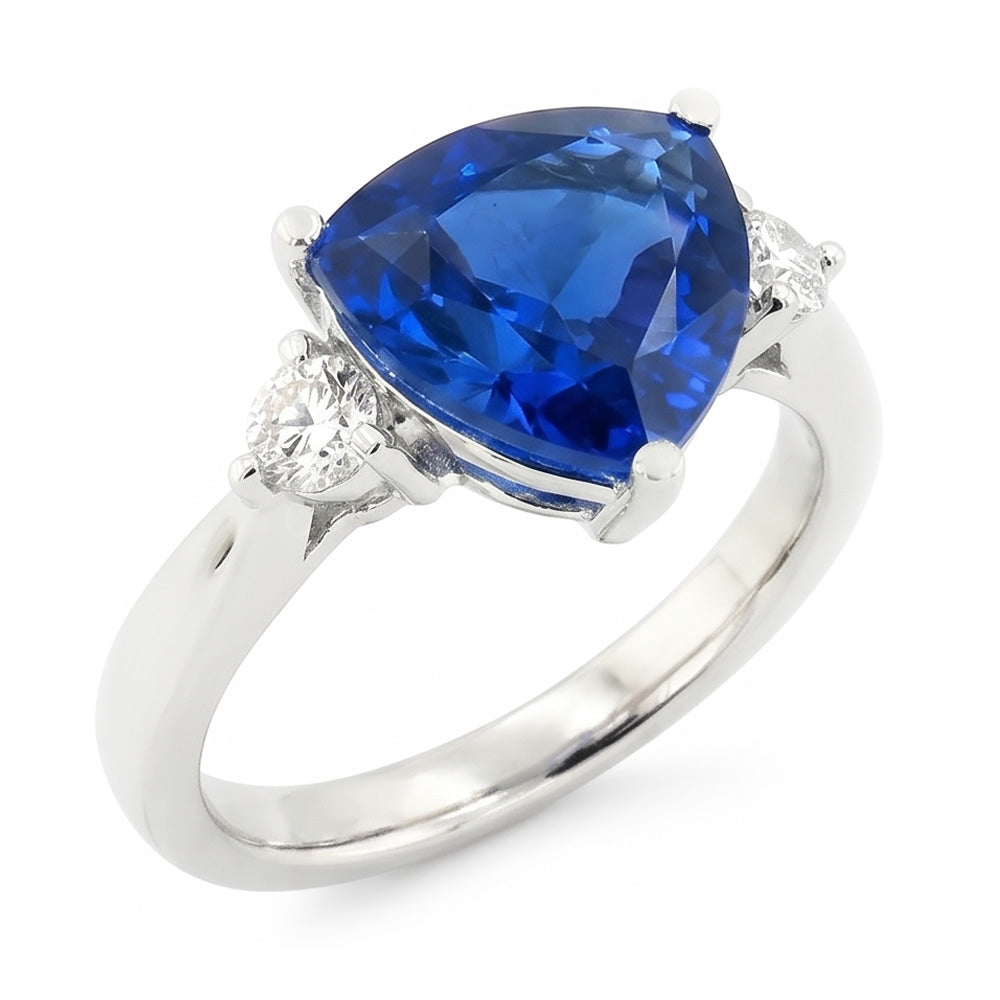 Natural Real ( Not Lab Grown )  6 Carat Blue Trillion Sapphire Engagement Ring