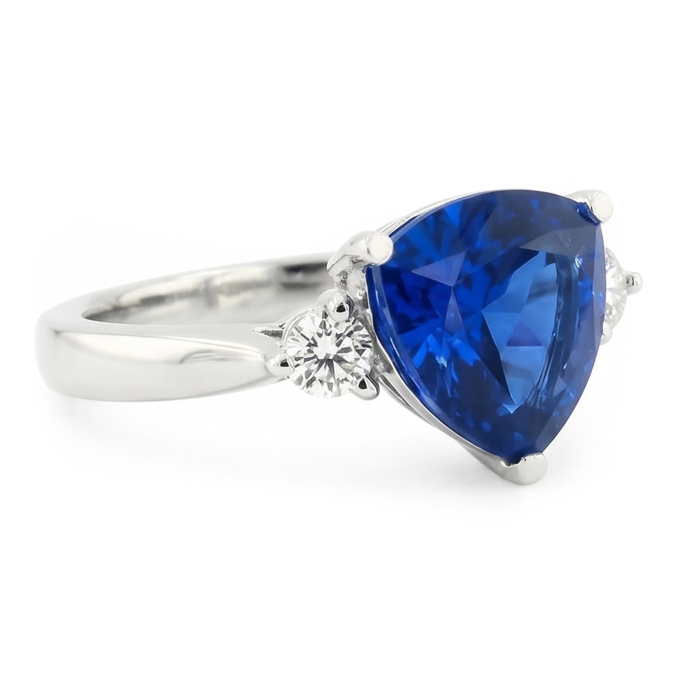 Natural Real ( Not Lab Grown )  6 Carat Blue Trillion Sapphire Engagement Ring
