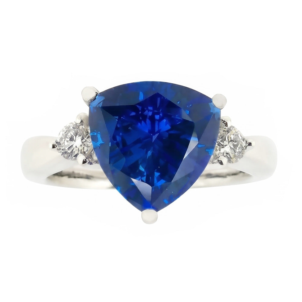 Natural Real ( Not Lab Grown )  6 Carat Blue Trillion Sapphire Engagement Ring