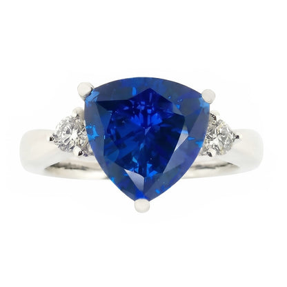 Natural Real ( Not Lab Grown )  6 Carat Blue Trillion Sapphire Engagement Ring