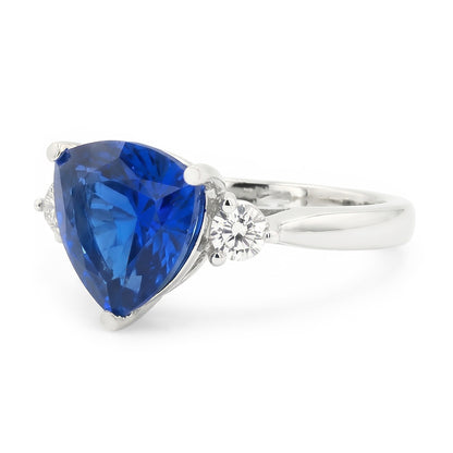 Natural Real ( Not Lab Grown )  6 Carat Blue Trillion Sapphire Engagement Ring