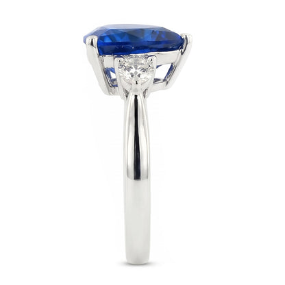 Natural Real ( Not Lab Grown )  6 Carat Blue Trillion Sapphire Engagement Ring