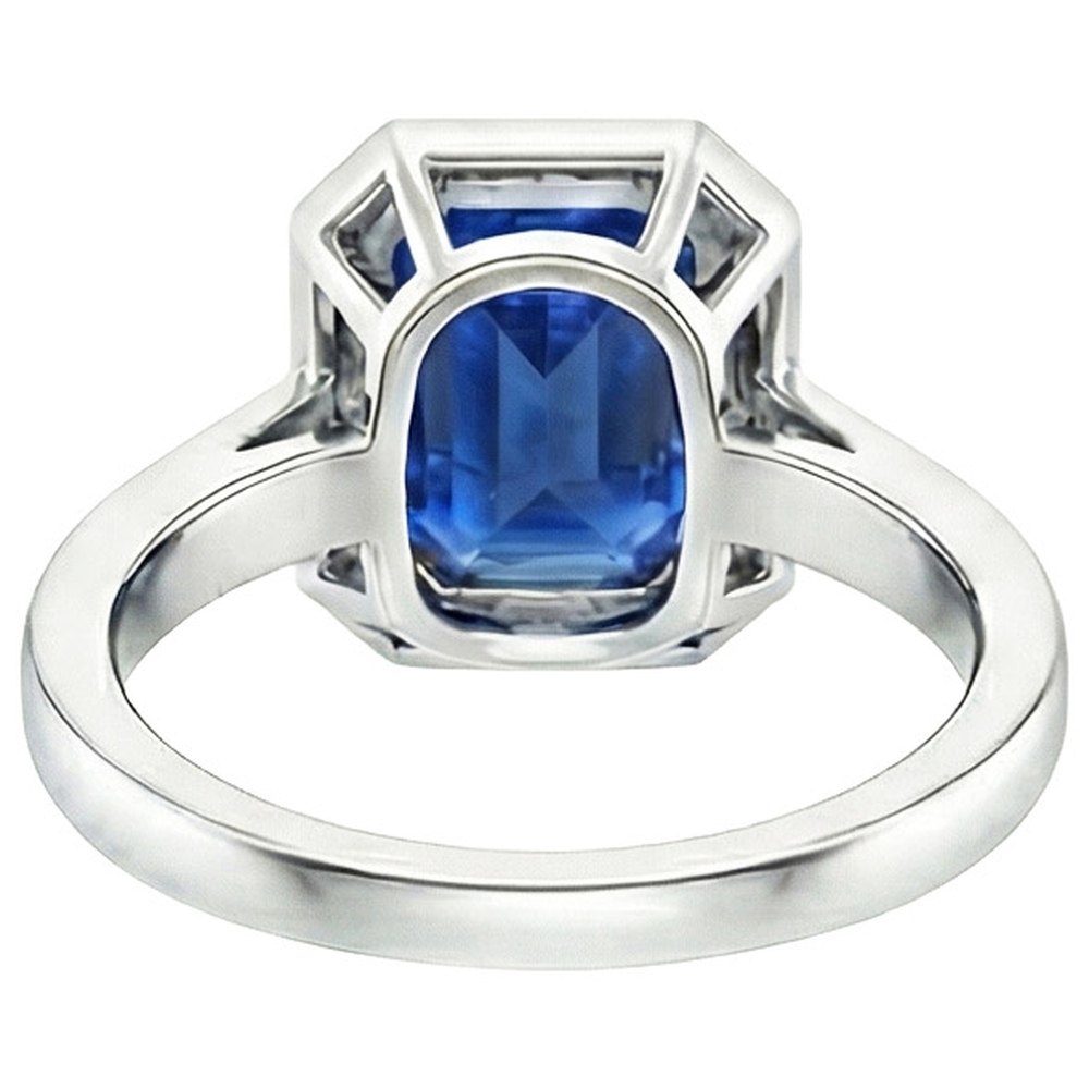 Natural Real ( Not Lab Grown )  6 Carat Elegant Sapphire Engagement Halo Ring