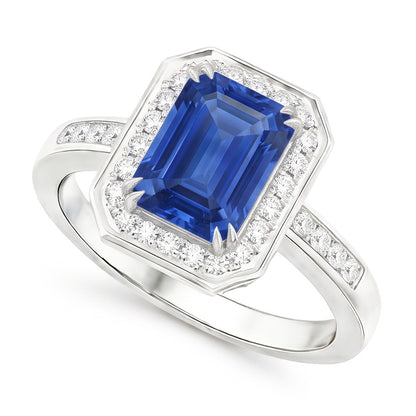 Natural Real ( Not Lab Grown )  6 Carat Elegant Sapphire Engagement Halo Ring