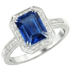 Natural Real ( Not Lab Grown )  6 Carat Elegant Sapphire Engagement Halo Ring