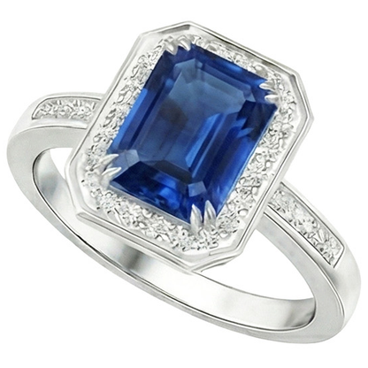 Natural Real ( Not Lab Grown )  6 Carat Elegant Sapphire Engagement Halo Ring