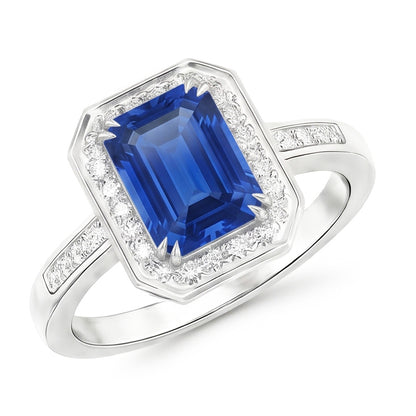 Natural Real ( Not Lab Grown )  6 Carat Elegant Sapphire Engagement Halo Ring