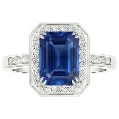 Natural Real ( Not Lab Grown )  6 Carat Elegant Sapphire Engagement Halo Ring