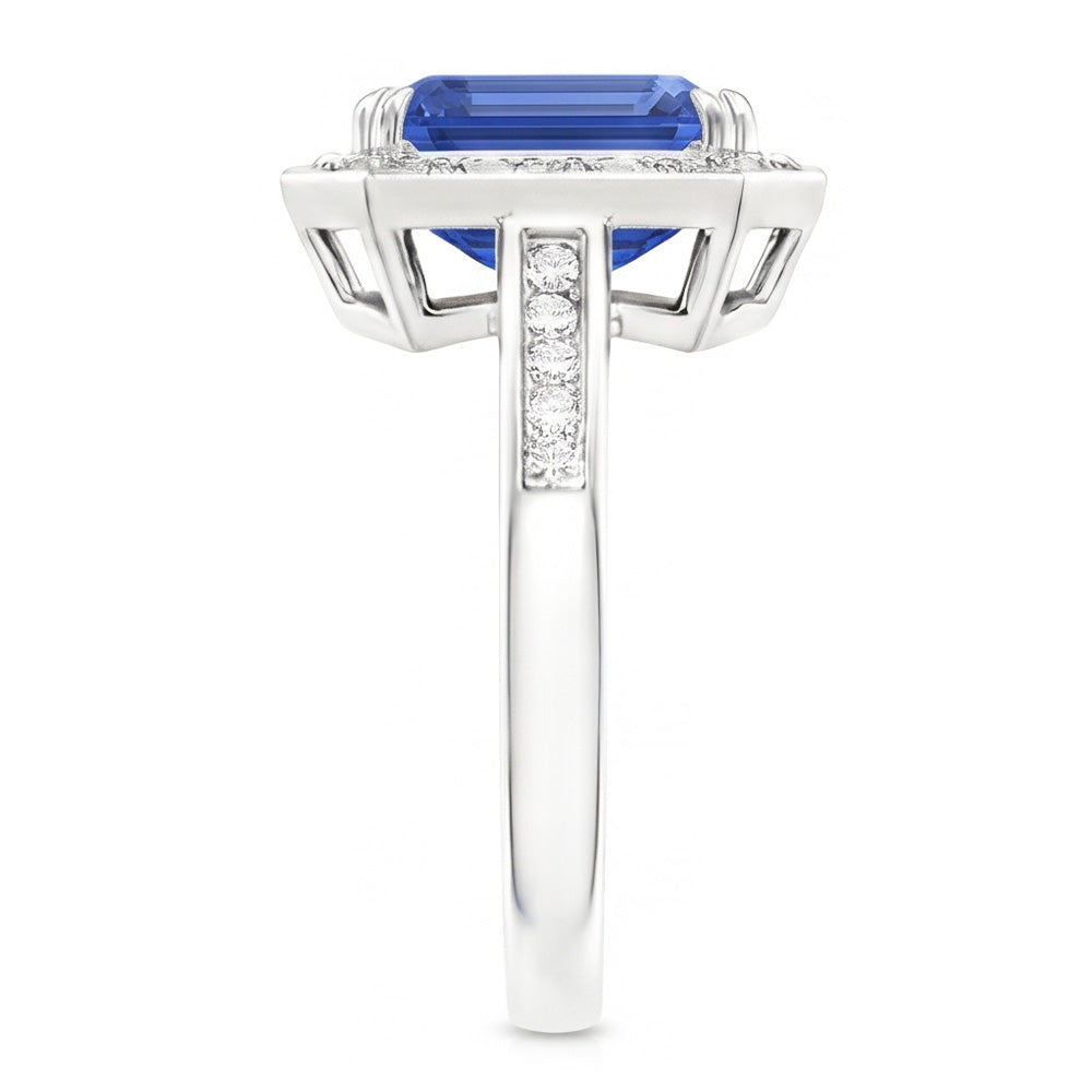 Natural Real ( Not Lab Grown )  6 Carat Elegant Sapphire Engagement Halo Ring