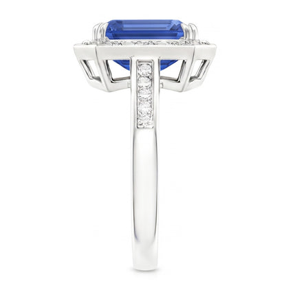 Natural Real ( Not Lab Grown )  6 Carat Elegant Sapphire Engagement Halo Ring