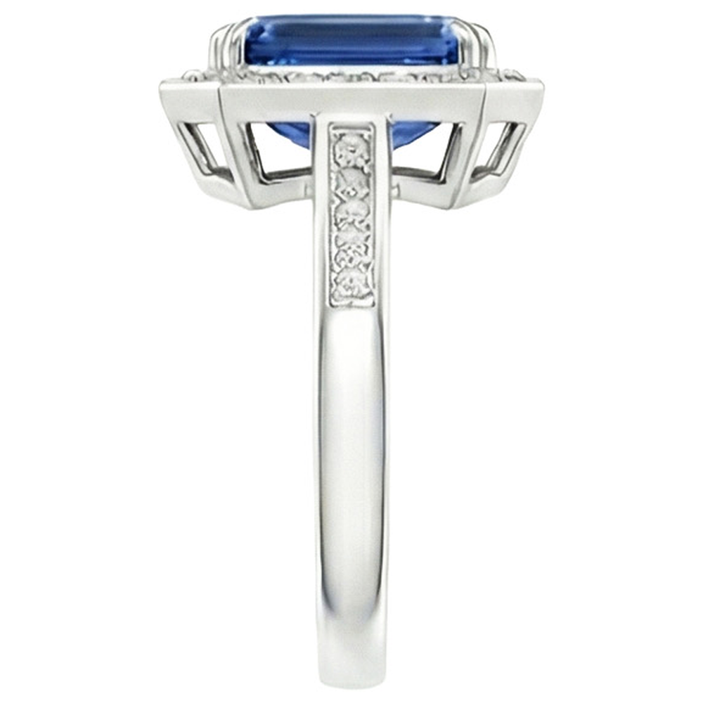 Natural Real ( Not Lab Grown )  6 Carat Elegant Sapphire Engagement Halo Ring