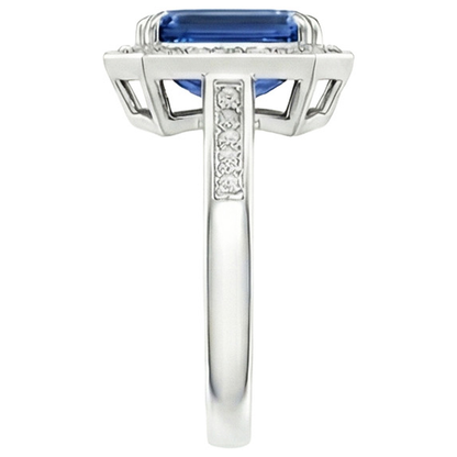 Natural Real ( Not Lab Grown )  6 Carat Elegant Sapphire Engagement Halo Ring
