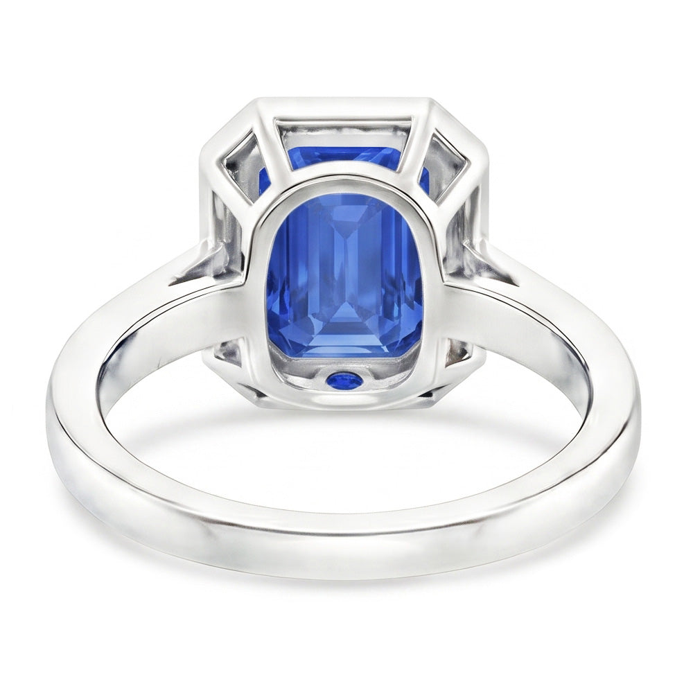 Natural Real ( Not Lab Grown )  6 Carat Elegant Sapphire Engagement Halo Ring