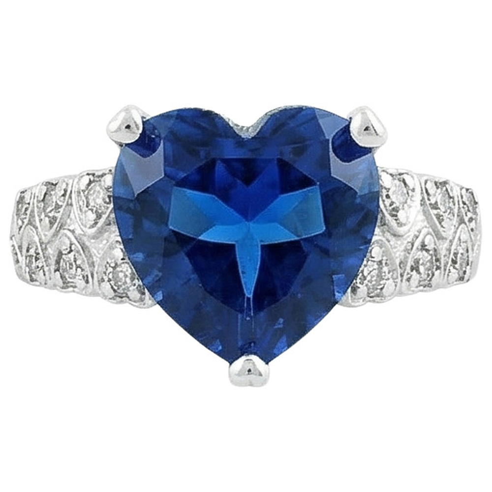 Natural Real ( Not Lab Grown )  6 Ct Heart Sapphire Ladies Ring