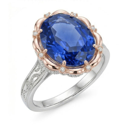 Natural Real ( Not Lab Grown )  7 Carat Two Tone Sapphire Ring