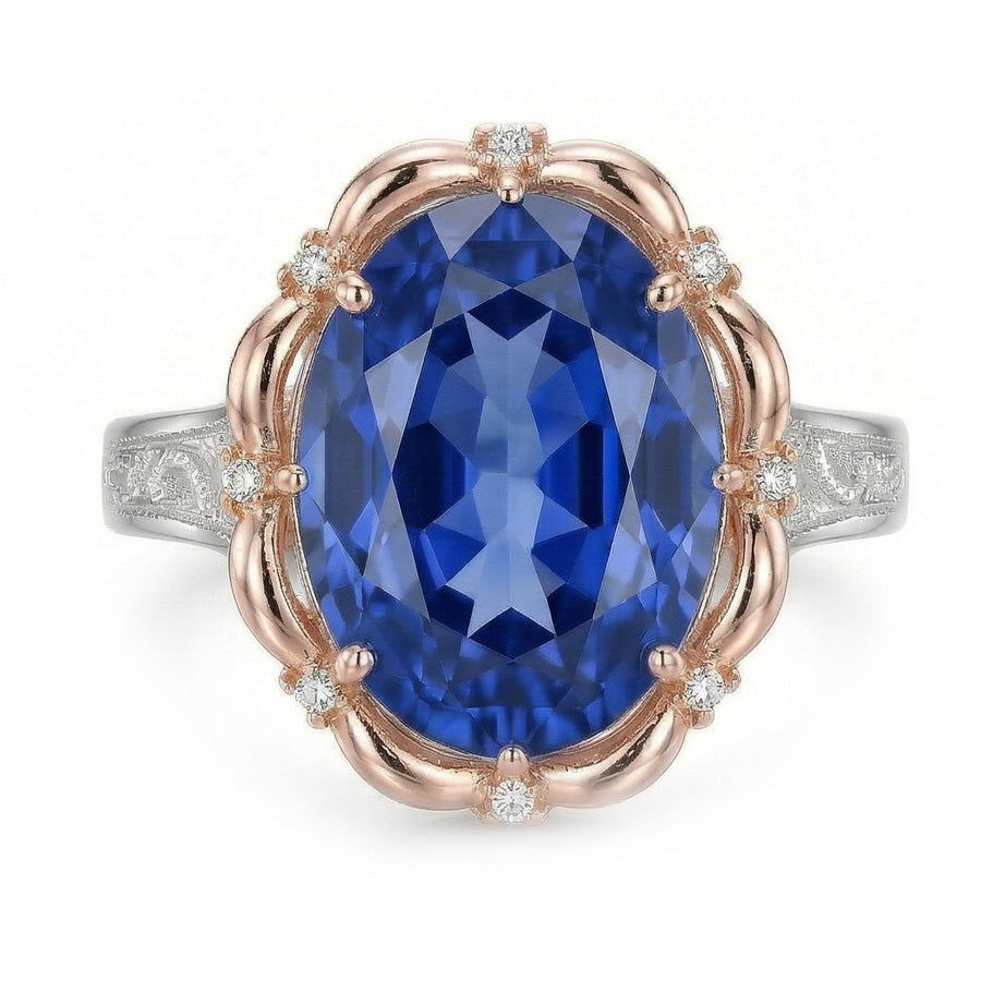 Natural Real ( Not Lab Grown )  7 Carat Two Tone Sapphire Ring