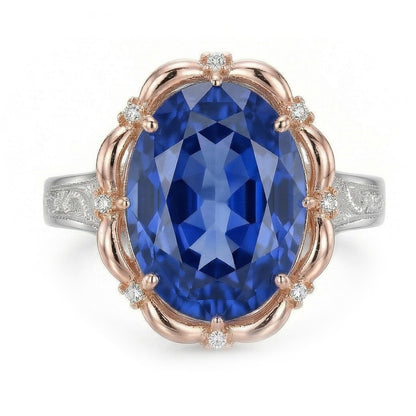 Natural Real ( Not Lab Grown )  7 Carat Two Tone Sapphire Ring