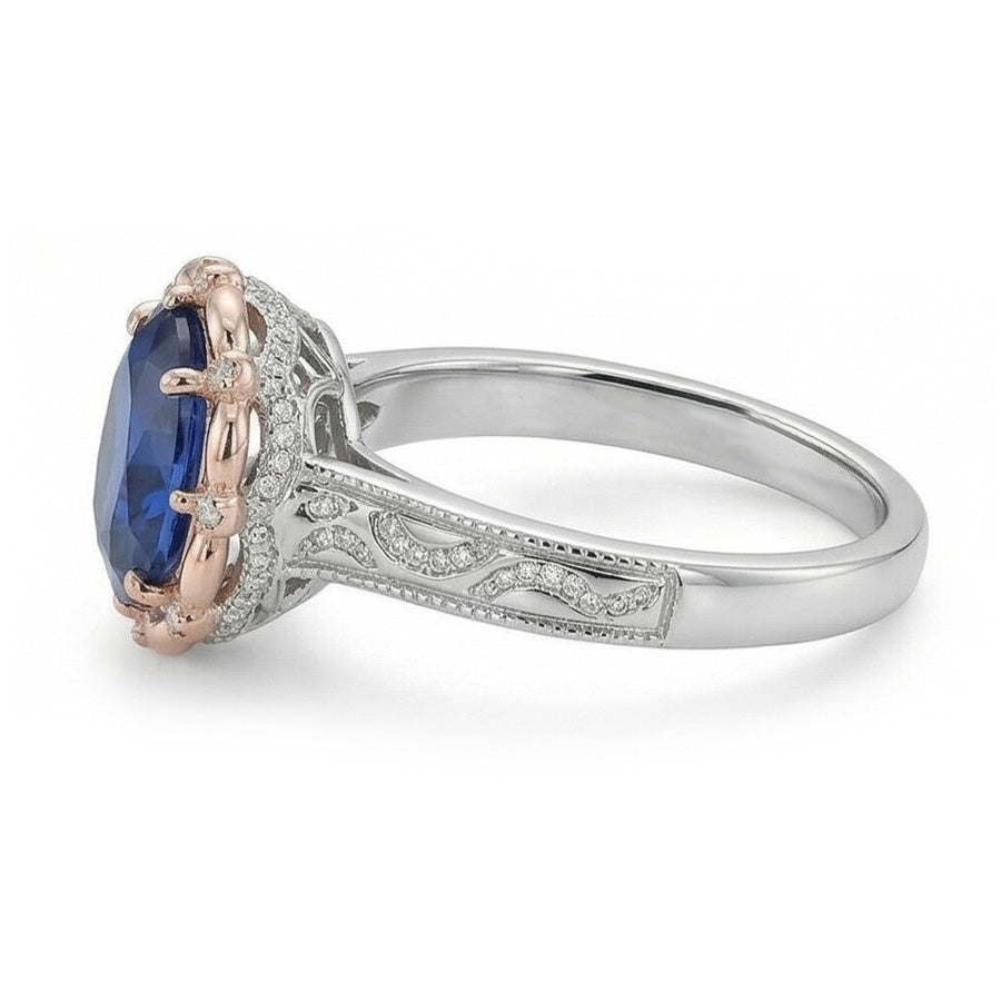 Natural Real ( Not Lab Grown )  7 Carat Two Tone Sapphire Ring