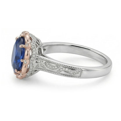 Natural Real ( Not Lab Grown )  7 Carat Two Tone Sapphire Ring